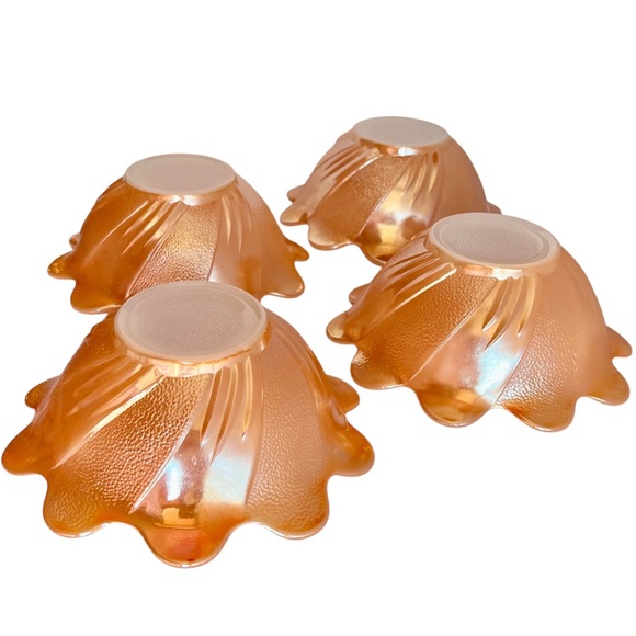 Anchor Hocking Fire King Dessert Bowls Set of 4 Vintage 60's Peach Luster Dishes - Picture 2 of 8